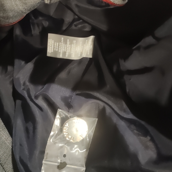 New Tommy Hilfiger Womens Collarless Button-Front suit jacket. Gray Multi 12 - Picture 3 of 13